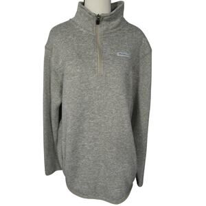 Eddie Bauer Men's Large 1/4 Zip Fleece Lined Sweater Taupe Pockets